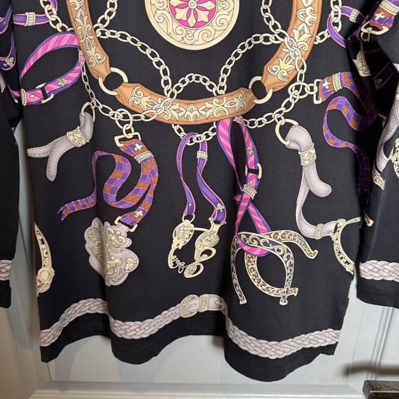 J. Mclaughlin Catalina Cloth Top Sz M Knit Signature Equestrian Print Classic - Picture 5 of 15